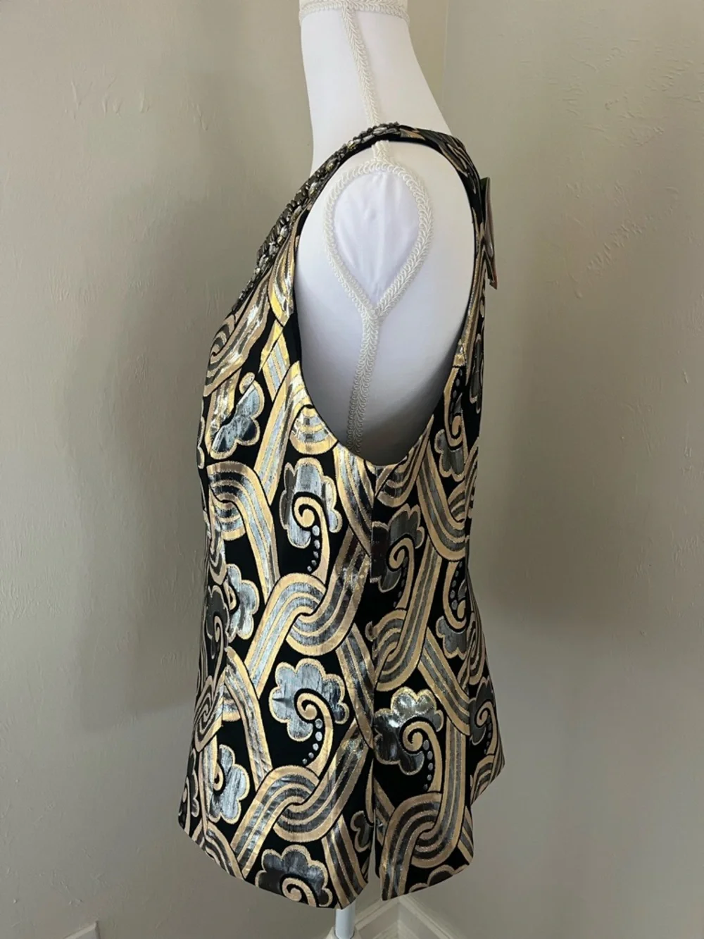 Lilly Pulitzer Black Gold Silver Embellished Sleeveless Blouse (NWT) - Picture 4 of 12
